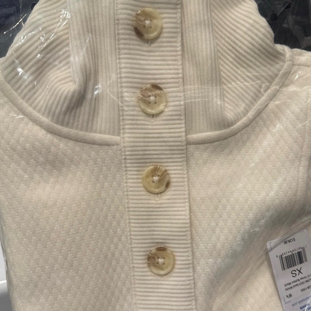 Southern Tide Women’s Cream Collared Button Pullover Sweater - Picture 4 of 5
